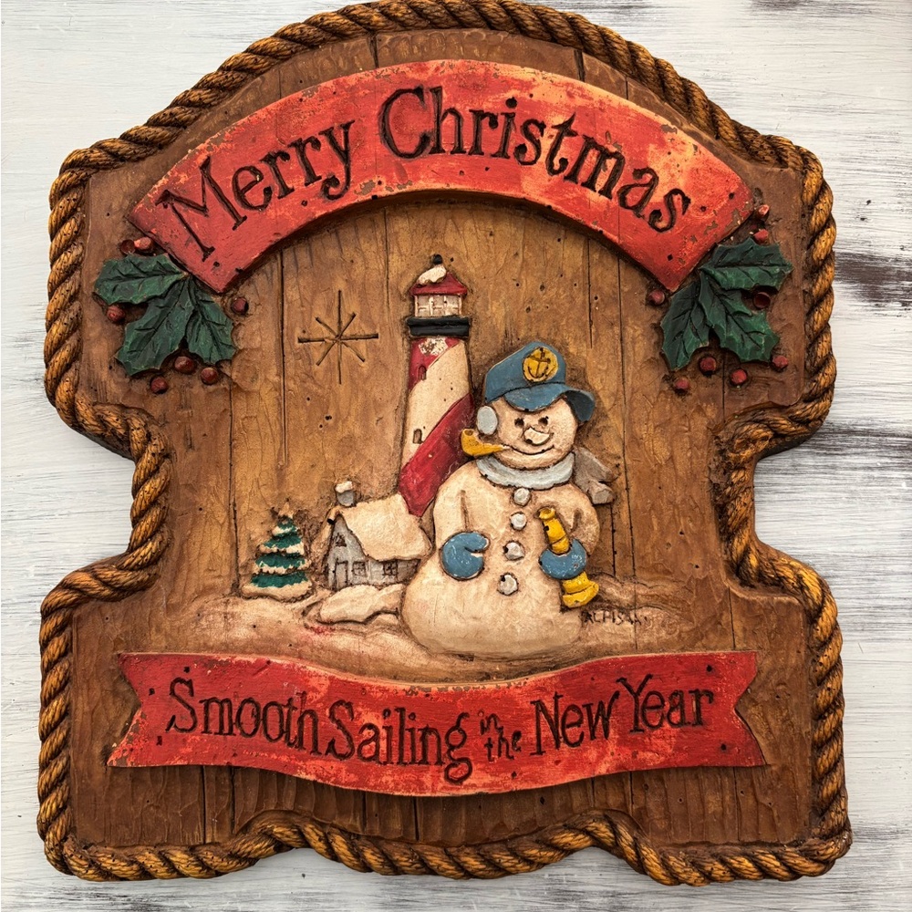 Vintage 1995 Country Carver Christmas and New Year’s plaque